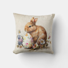 Vintage Floral Easter Bunny with eggs