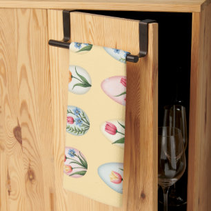 Vintage Floral Easter Egg Pattern Kitchen Towel