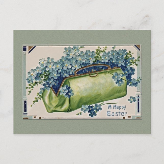 Vintage Floral Easter Holiday Postcard (Front)