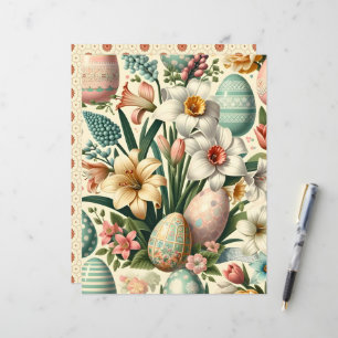 Vintage Floral Easter Scrapbook Paper