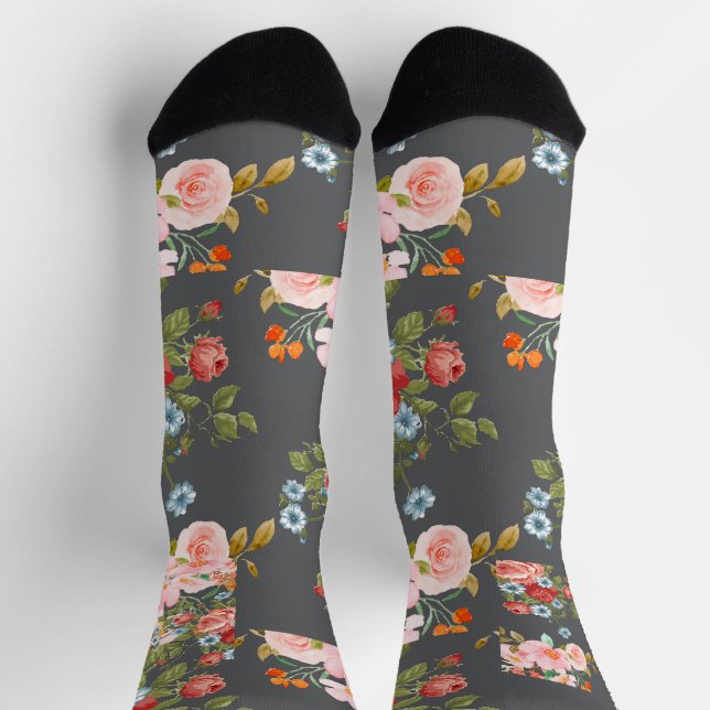  Vintage Floral Elegance Socks (Top)