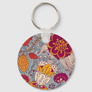 Vintage Floral Elegant Background Keychain