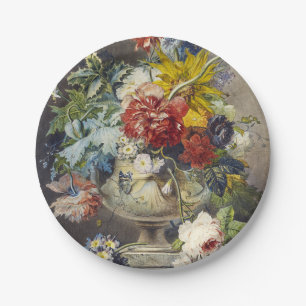 Vintage Floral Elegant Botanical Garden Painting Paper Plate
