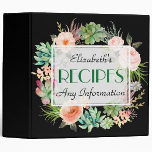 Vintage Floral Elegant Modern Black Colour Binder