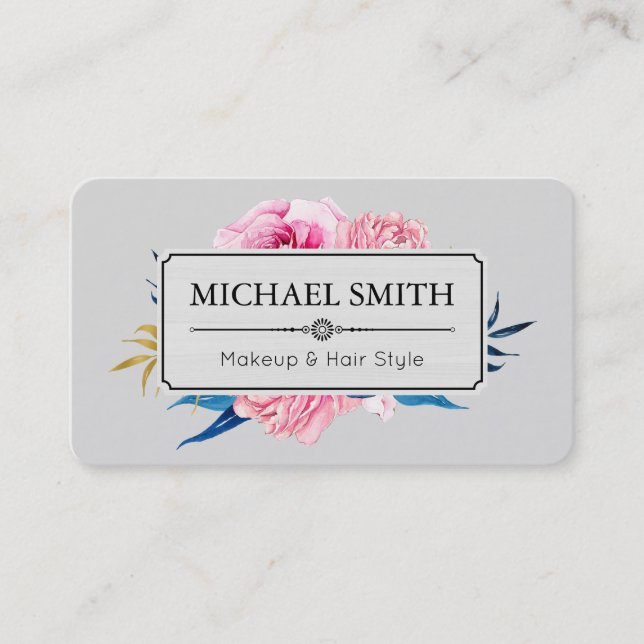 Vintage Floral Elegant Modern Business Card (Front)