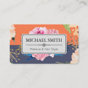 Vintage Floral Elegant Modern Independence Coral Business Card