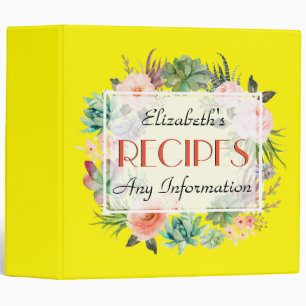 Vintage Floral Elegant Modern Lemon Colour Binder
