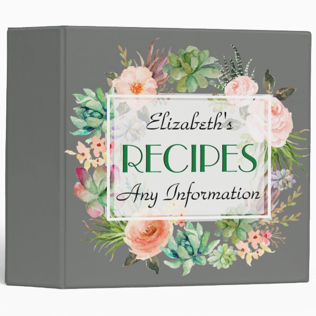 Vintage Floral Elegant Modern Nickel Colour Binder (Front/Spine)