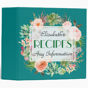 Vintage Floral Elegant Modern Teal Colour Binder