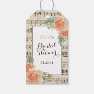 Vintage Floral Elegant Musical Bridal Shower Favou Gift Tags