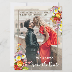 Vintage Floral Elegant Photo Wedding French Style Invitation