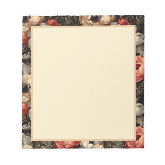 Vintage Floral Elegant Square Notepad  (Front)