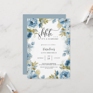 Vintage Floral Elegant Surprise Birthday Party  Invitation