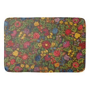 Vintage floral embroidered carpet, Vivid colours Bath Mat