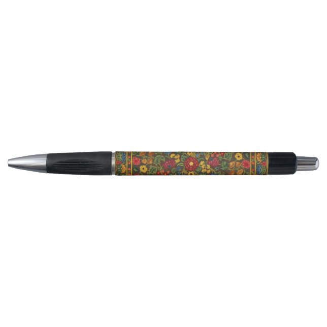 Vintage floral embroidered carpet, Vivid colours Pen (Front)