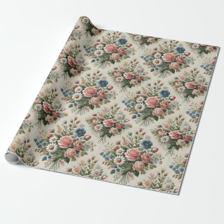 Vintage Floral Embroidery-Inspired Paper Pattern