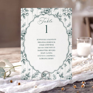 Vintage Floral Emerald Green Wedding Seating Chart