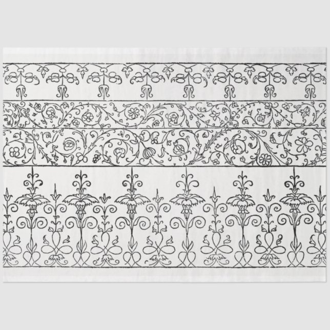 Vintage Floral Ephemera Decoupage Pattern Tissue Paper (Front)