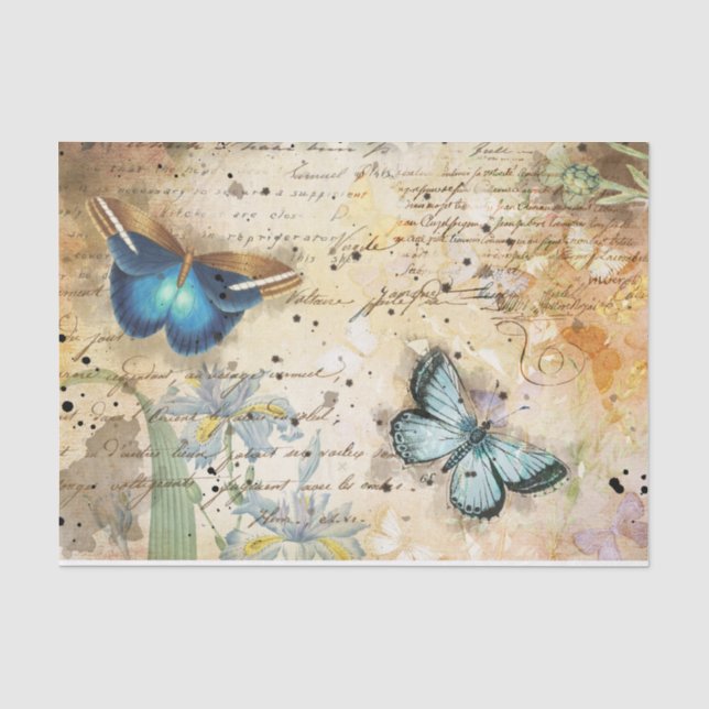 Vintage Floral Ephemera Tissue Paper (Front)