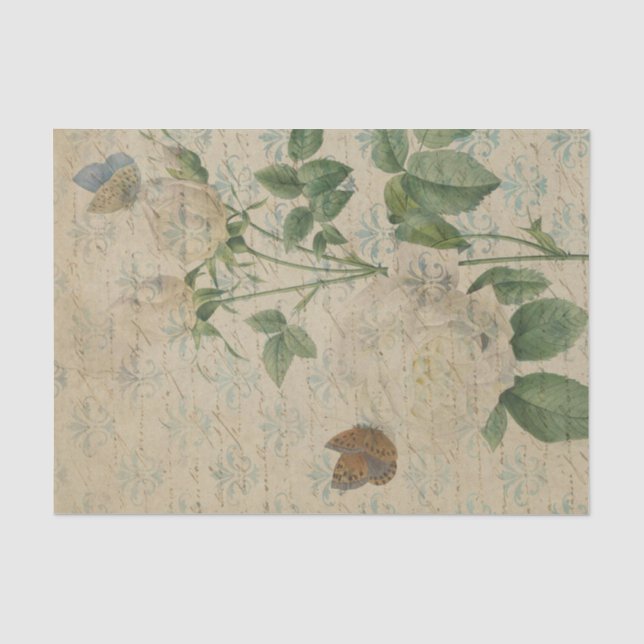 Vintage Floral Ephemera Tissue Paper (Front)