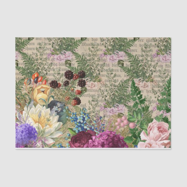 Vintage Floral Ephemera  Tissue Paper (Front)