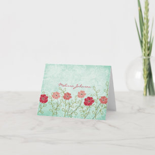Vintage Floral et Feuille Carte pour notes personn