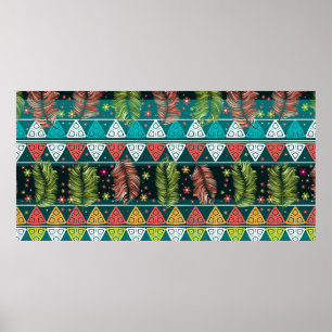 vintage floral ethnic seamless pattern in doodle s poster