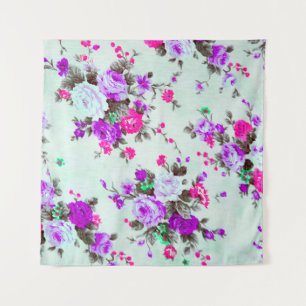 Vintage floral fabric, Fragment of colorful retro Tapestry