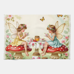 Vintage floral fairy picnic garden kitchen towel