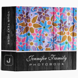 Vintage Floral Family Photo Books Wood Look Binder