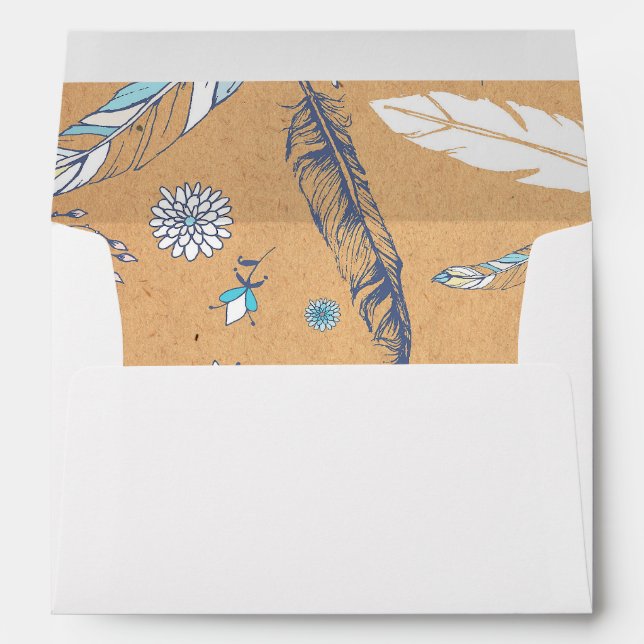 vintage floral feathers boho wedding envelopes (Back (Bottom))