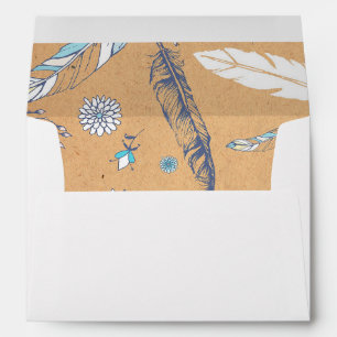 vintage floral feathers boho wedding envelopes