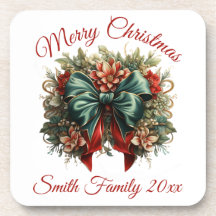 Vintage Floral Festive Hard plastic coaster