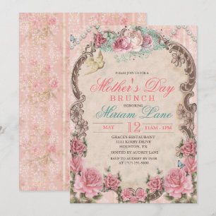 Vintage Floral Fête des Mères Brunch Invitation