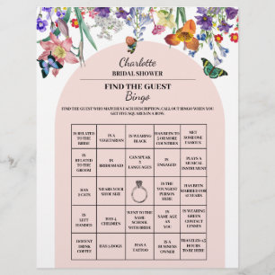 Vintage Floral Find The Guest Bridal Shower Bingo Flyer