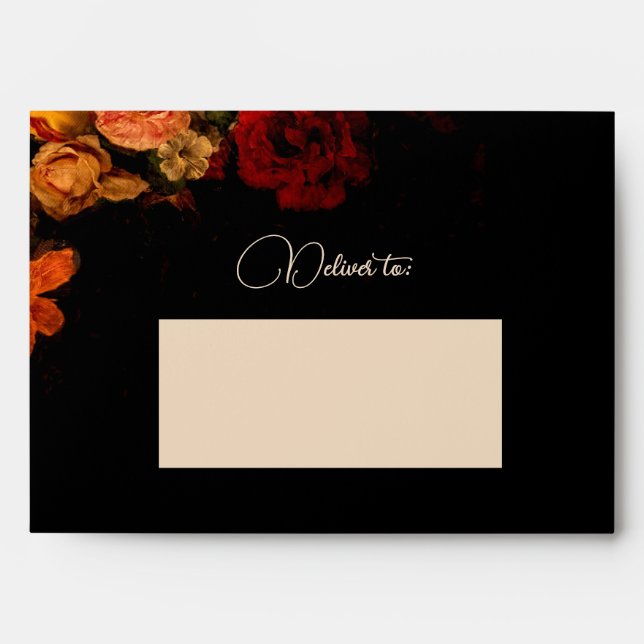 Vintage Floral Fine Art Wedding Envelope (Front)