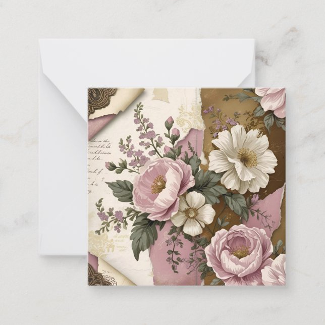 Vintage Floral - Flat Note Card (Front)