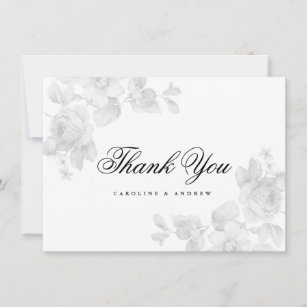 Vintage floral flat thank you note card
