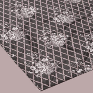 Vintage Floral Fleece Blanket in Charcoal Grey
