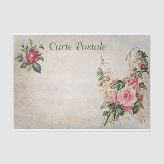 Vintage Floral Flowers Rose Blossoms Tissue Paper (Front)