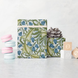 Vintage Floral Foliage Flowers Harebell Blue   Wrapping Paper