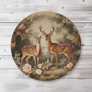 Vintage Floral Forest Deer Paper Plate