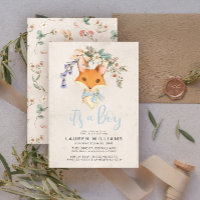 Vintage Floral Fox Boy Baby Shower