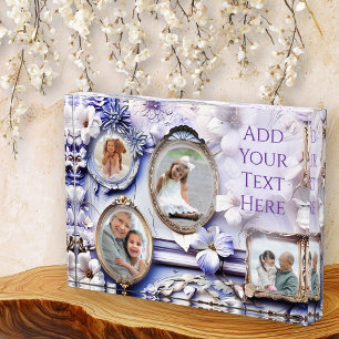 Vintage Floral Frame Collage with Soft Lavender Photo Block