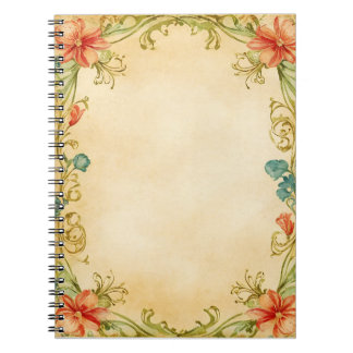Vintage Floral Frame Design Notebook