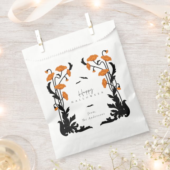 Vintage Floral Frame Halloween Party Favour Bag (Clipped)