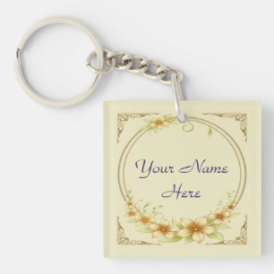 Vintage Floral Frame Keychain