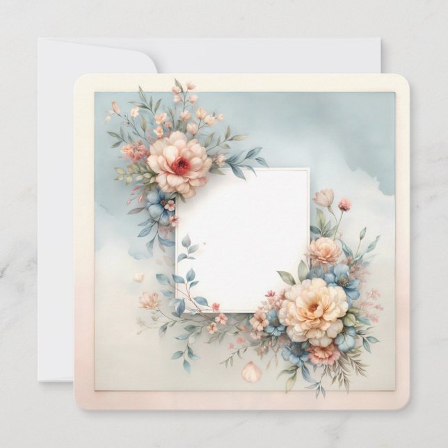 Vintage Floral Frame Romantic Background Invitation (Front)