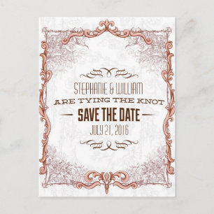 Vintage Floral Frame Save The Date Announcement Postcard