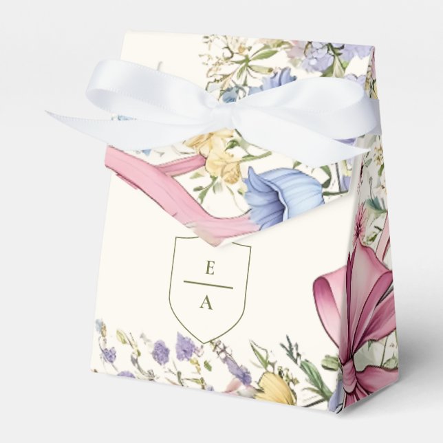 Vintage floral frame wedding favor box (Front Side)